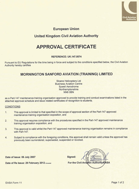 Robinson R66 Turbine  CAA certification