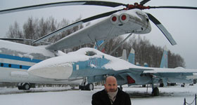 MI-12 (Homer) helicopter and SU-27 Fighter/Interceptor at the Central Air Force Museum at Monino near Moscow, Russia